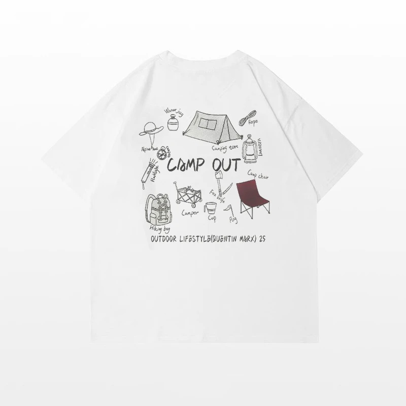 美式潮流CAMP OUT圓領TEE 純棉親膚 重磅260G 寬鬆版型