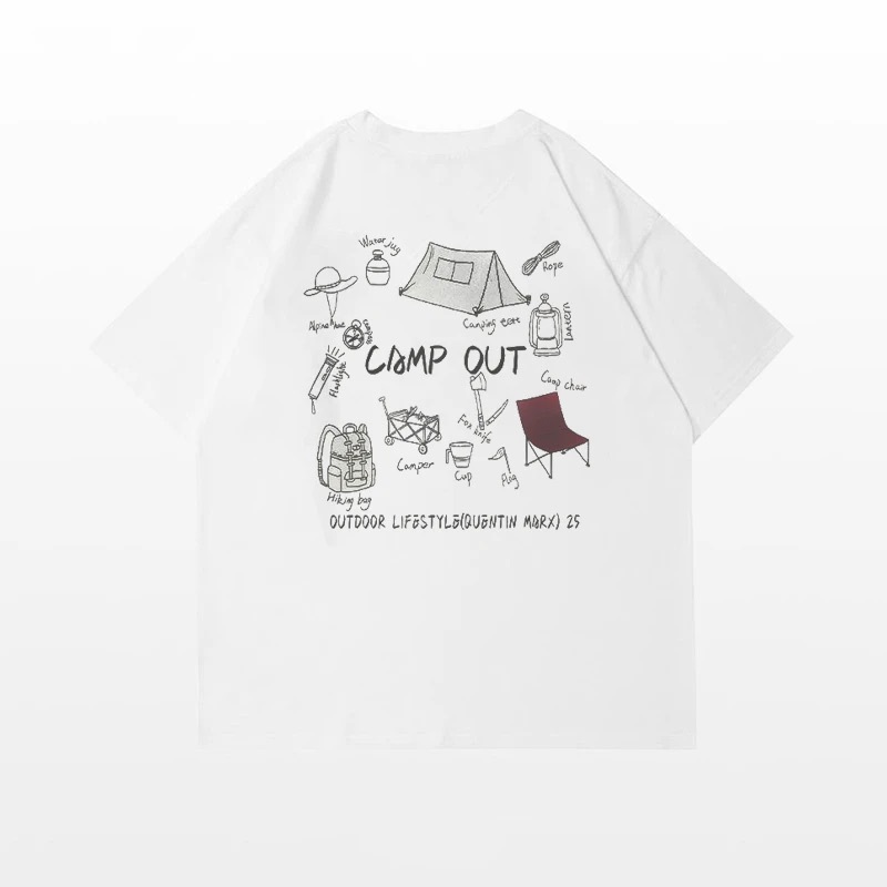 美式潮流CAMP OUT圓領TEE 純棉親膚 重磅260G 寬鬆版型