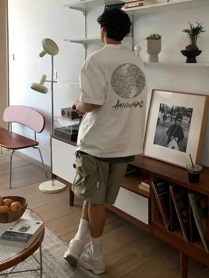 美式潮流「黑色星球」圓領TEE 純棉親膚 重磅260G 寬鬆版型