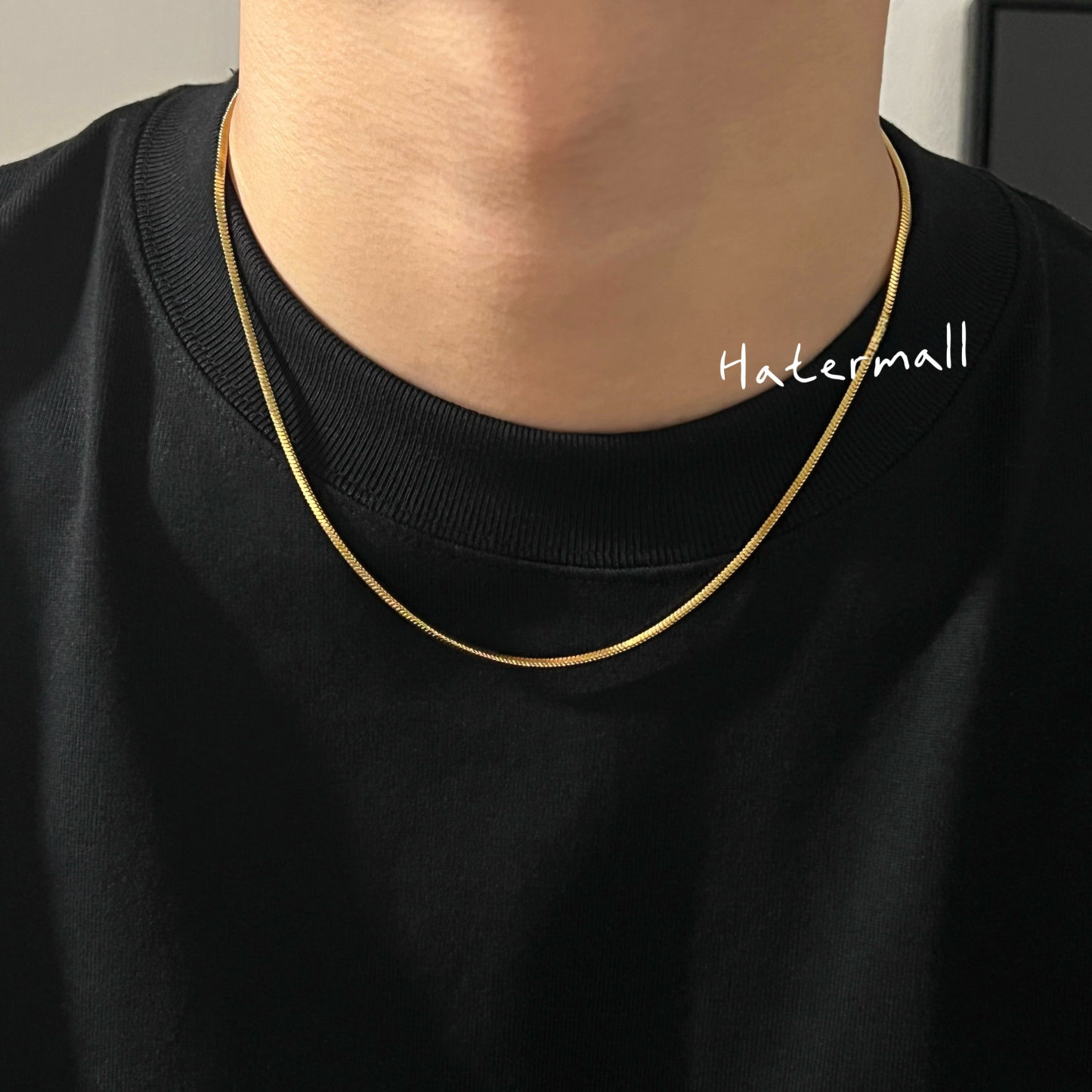 AG 鈦鋼項鍊 男士方形素鏈 簡約高級百搭 寬2MM