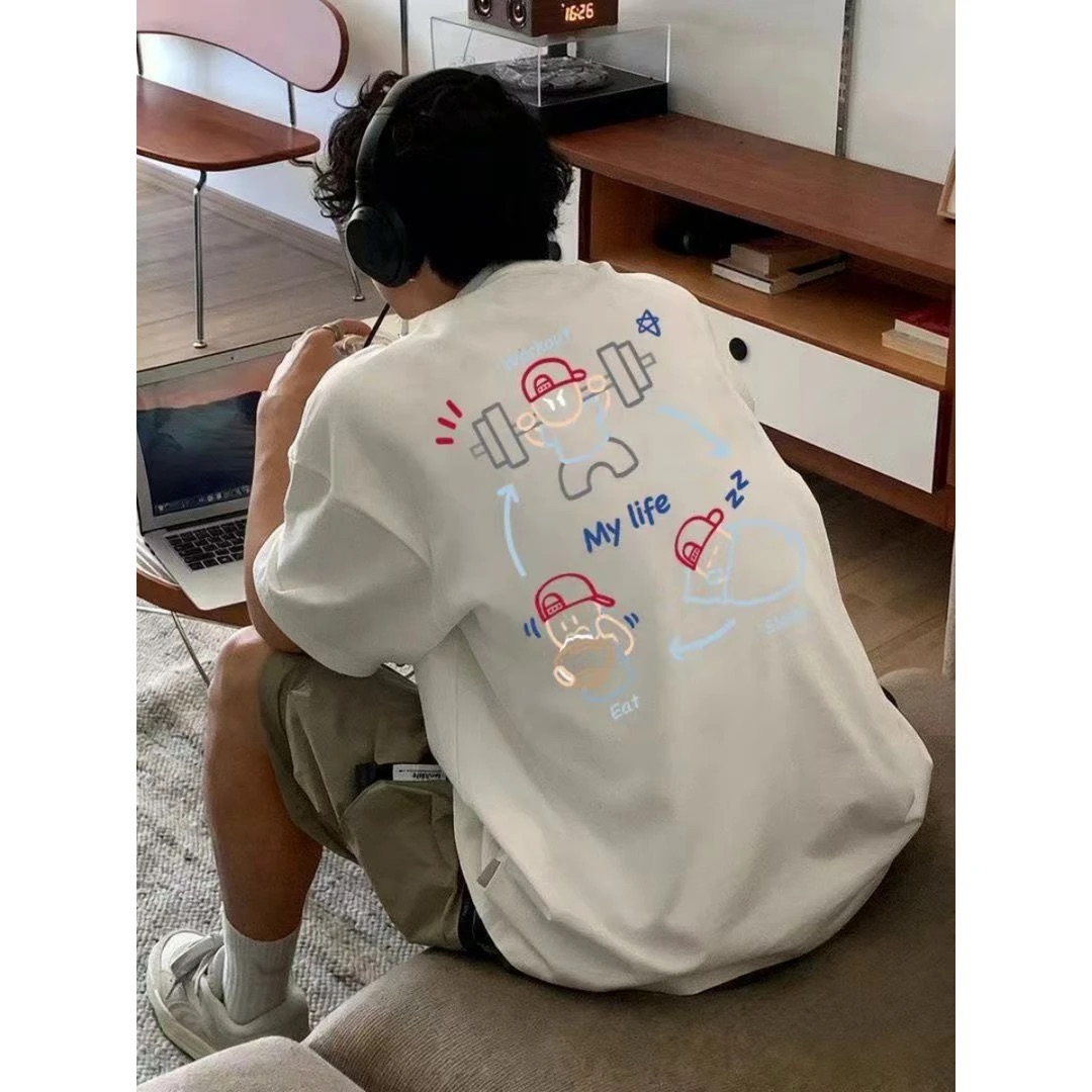 美式潮流「WORK OUT」圓領TEE 純棉親膚 重磅260G 寬鬆版型