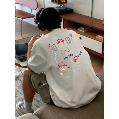 美式潮流「WORK OUT」圓領TEE 純棉親膚 重磅260G 寬鬆版型