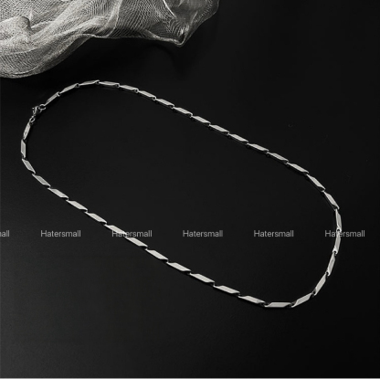 HT男士菱形鎖骨鏈 鈦鋼金屬質感 簡約高級 穿搭配飾｜禮盒裝