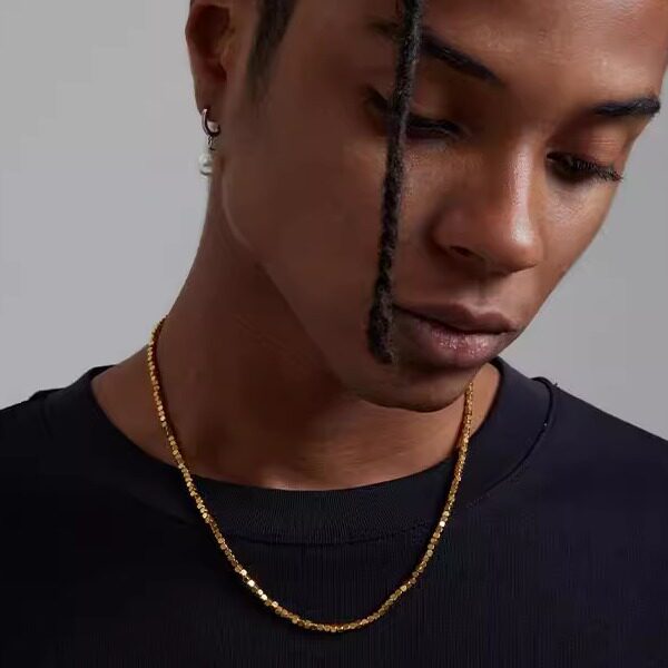 HT 「八方來財」碎銀 鈦鋼項鍊 真空電鍍金 高品質