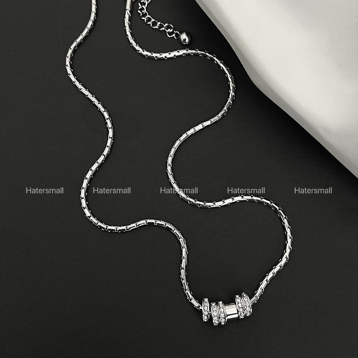 HT男士鋯石項鍊 圓環吊墜 重磅質感 ｜潮男穿搭必備