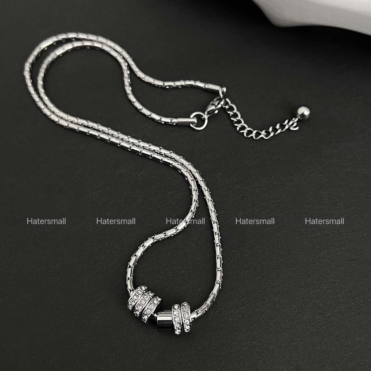 HT男士鋯石項鍊 圓環吊墜 重磅質感 ｜潮男穿搭必備