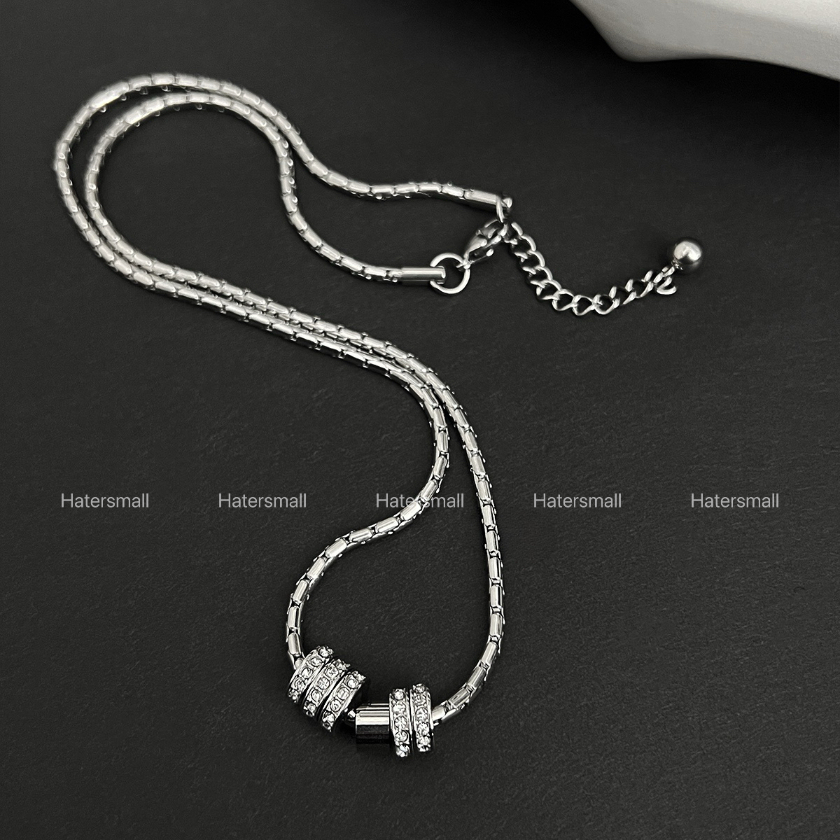 HT男士鋯石項鍊 圓環吊墜 重磅質感 ｜潮男穿搭必備