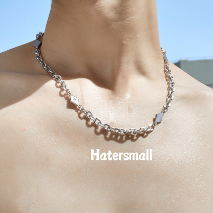 JW 星光菱形項鍊｜男士項鍊 鈦鋼材質 寬7mm 長55公分