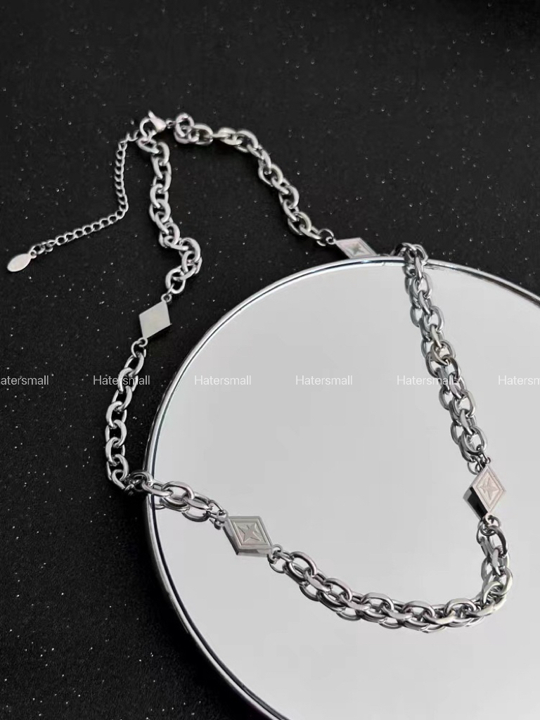 JW 星光菱形項鍊｜男士項鍊 鈦鋼材質 寬7mm 長55公分