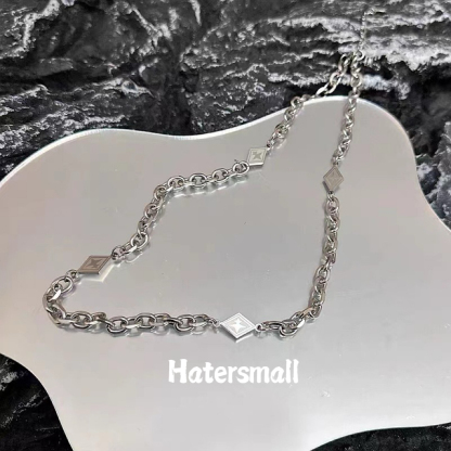JW 星光菱形項鍊｜男士項鍊 鈦鋼材質 寬7mm 長55公分