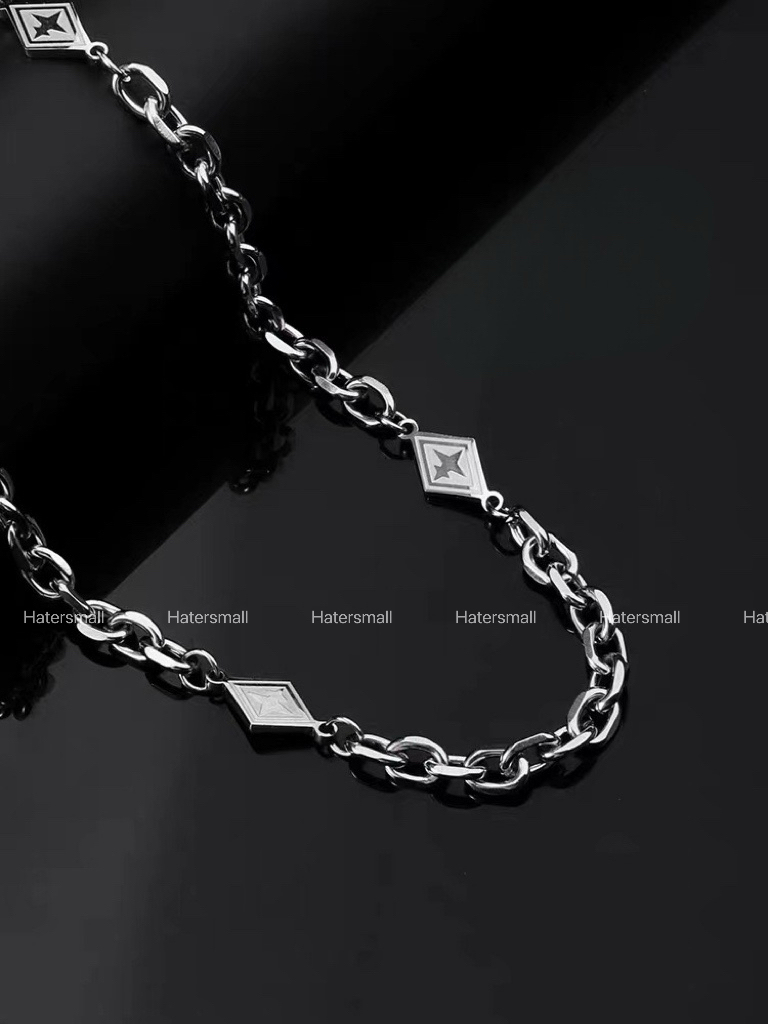 JW 星光菱形項鍊｜男士項鍊 鈦鋼材質 寬7mm 長55公分