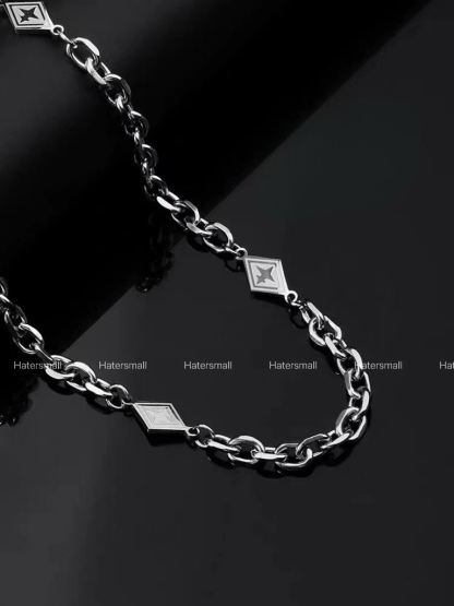 JW 星光菱形項鍊｜男士項鍊 鈦鋼材質 寬7mm 長55公分