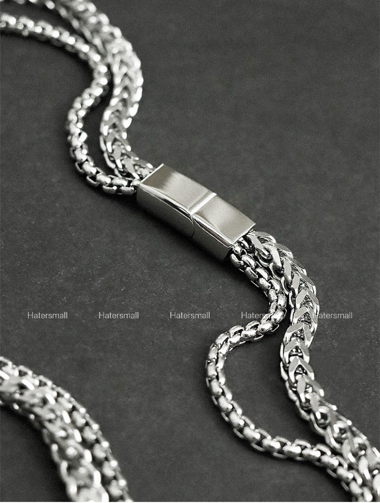 HT雙層磁吸方釦項鍊 街頭風 重磅質感｜小眾設計感 55公分