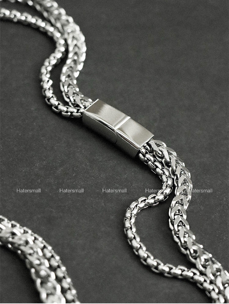 HT雙層磁吸方釦項鍊 街頭風 重磅質感｜小眾設計感 55公分