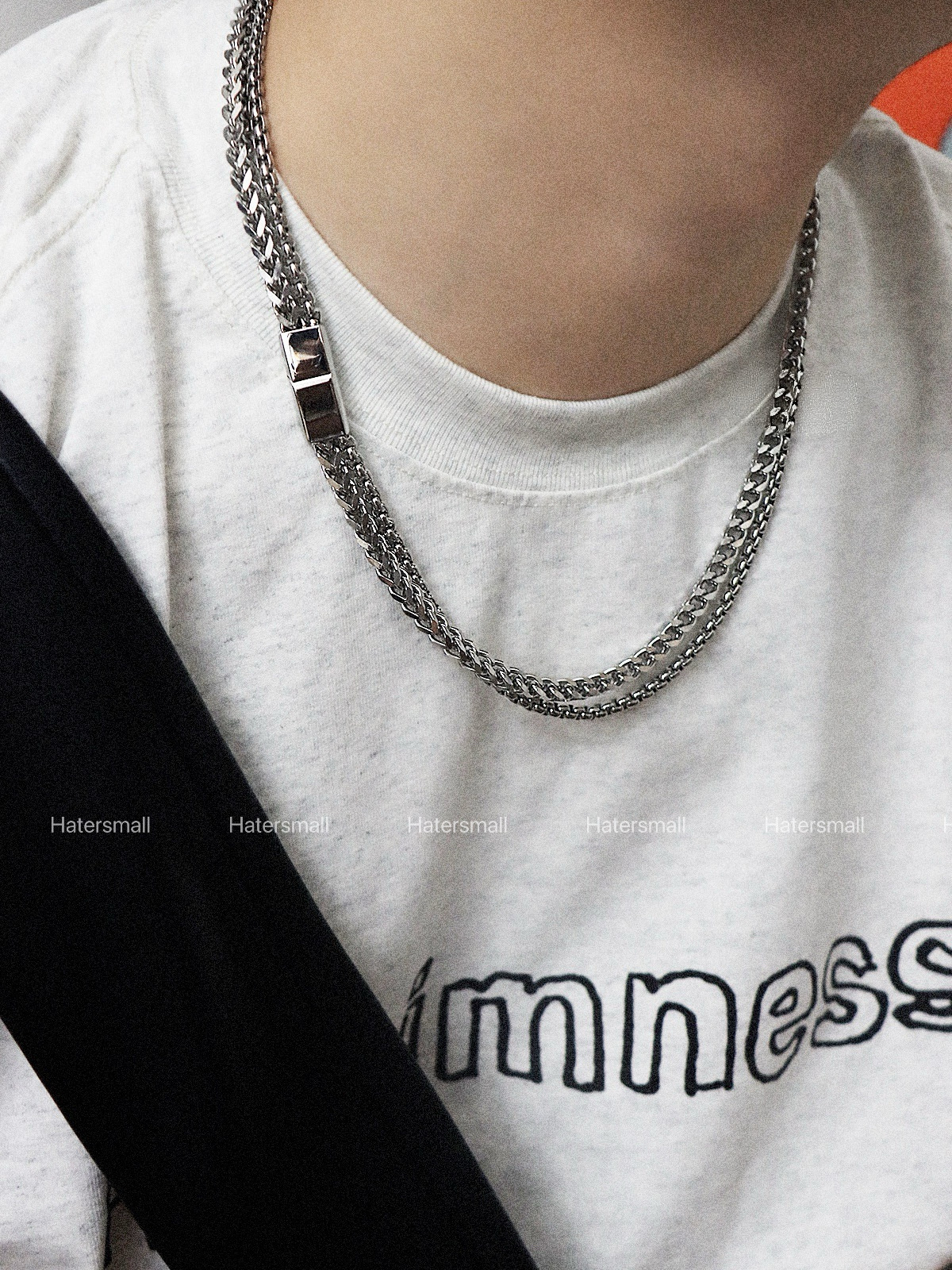 HT雙層磁吸方釦項鍊 街頭風 重磅質感｜小眾設計感 55公分