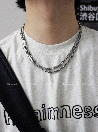HT雙層磁吸方釦項鍊 街頭風 重磅質感｜小眾設計感 55公分