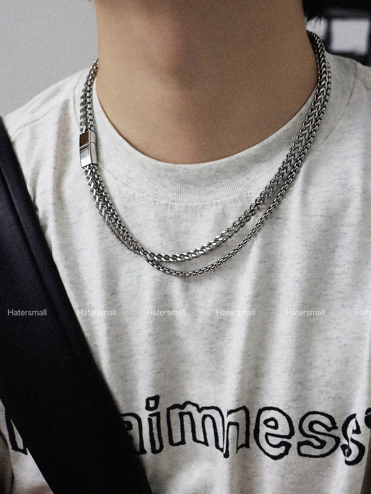 HT雙層磁吸方釦項鍊 街頭風 重磅質感｜小眾設計感 55公分