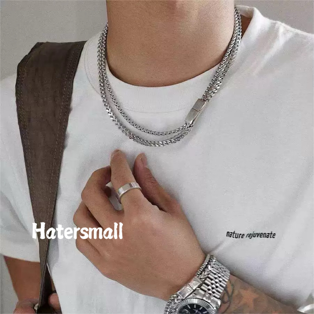 HT雙層磁吸方釦項鍊 街頭風 重磅質感｜小眾設計感 55公分