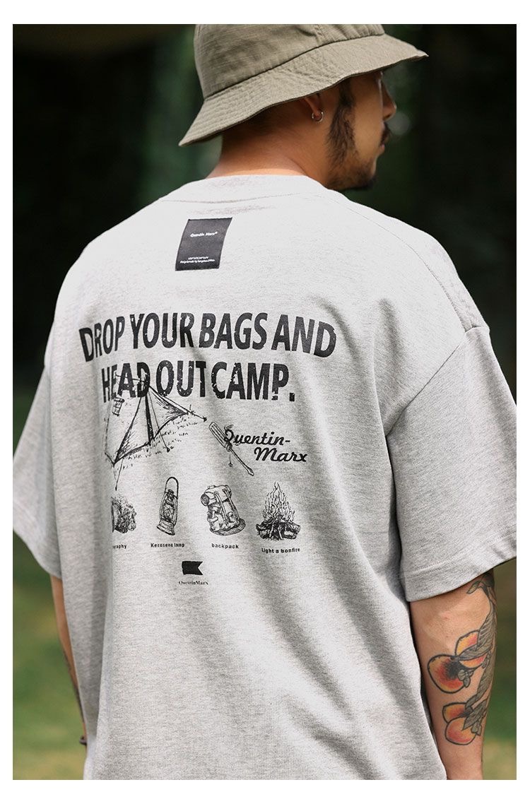 DA 日系純棉T恤 休閒寬鬆短袖 戶外露營 重磅短袖 CAMP