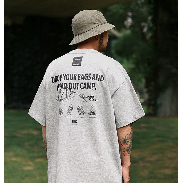 DA 日系純棉T恤 休閒寬鬆短袖 戶外露營 重磅短袖 CAMP