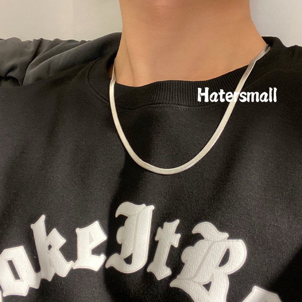 AH 鈦鋼項鍊 男士方形蛇骨鏈素鏈 簡約高級百搭 寬4MM