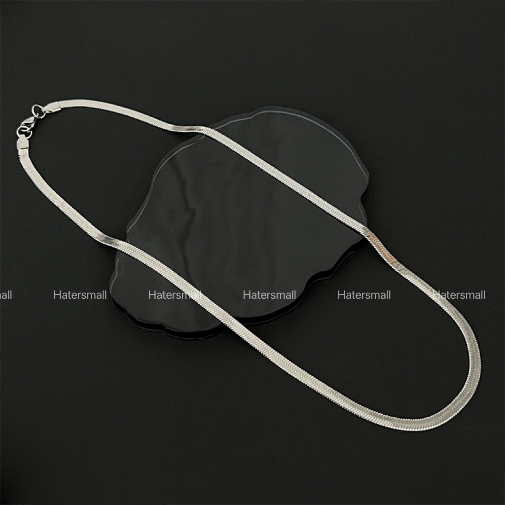 AH 鈦鋼項鍊 男士方形蛇骨鏈素鏈 簡約高級百搭 寬4MM