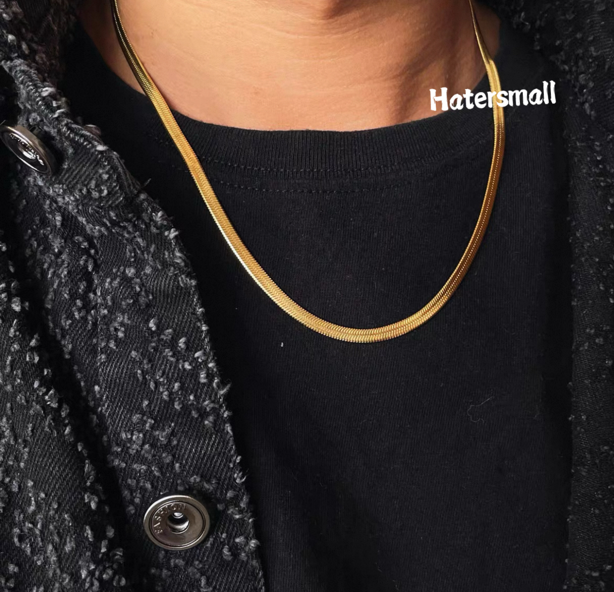 AH 鈦鋼項鍊 男士方形蛇骨鏈素鏈 簡約高級百搭 寬4MM