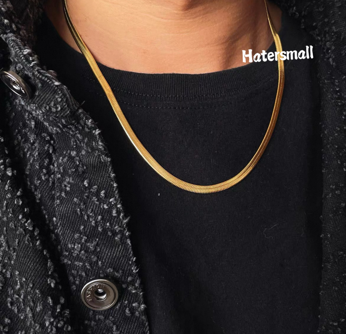 AH 鈦鋼項鍊 男士方形蛇骨鏈素鏈 簡約高級百搭 寬4MM