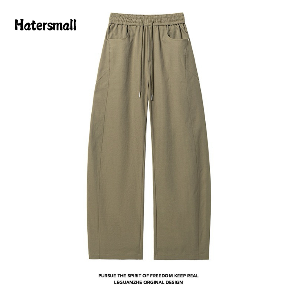 HT 日系復古彎刀褲 寬鬆直筒 鬆緊腰帶 休閒百搭｜多口袋