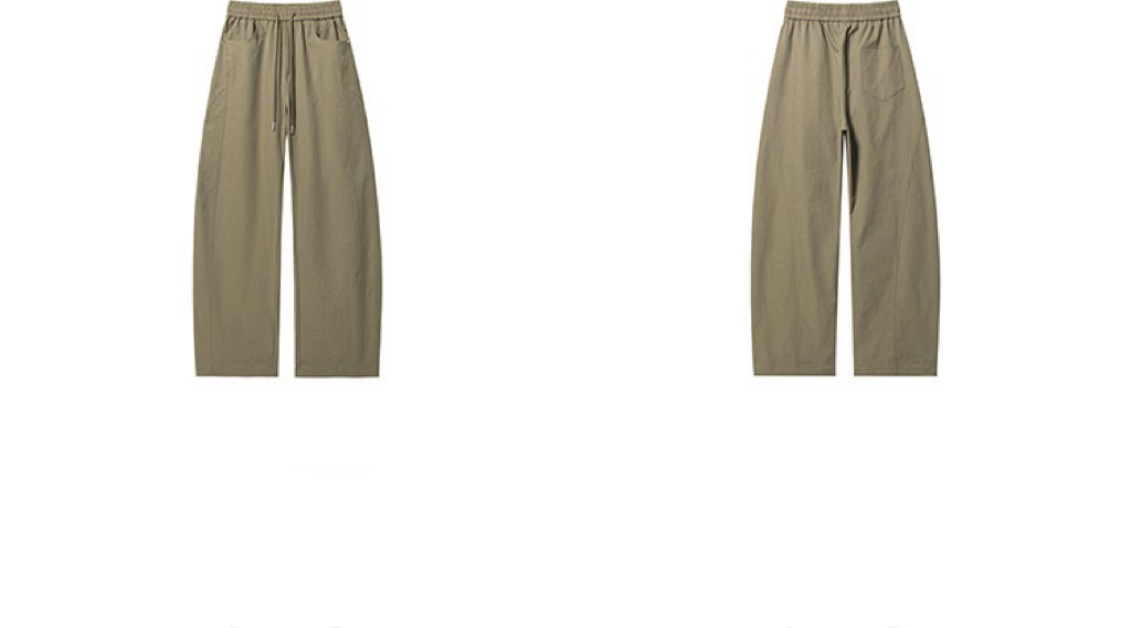 HT 日系復古彎刀褲 寬鬆直筒 鬆緊腰帶 休閒百搭｜多口袋