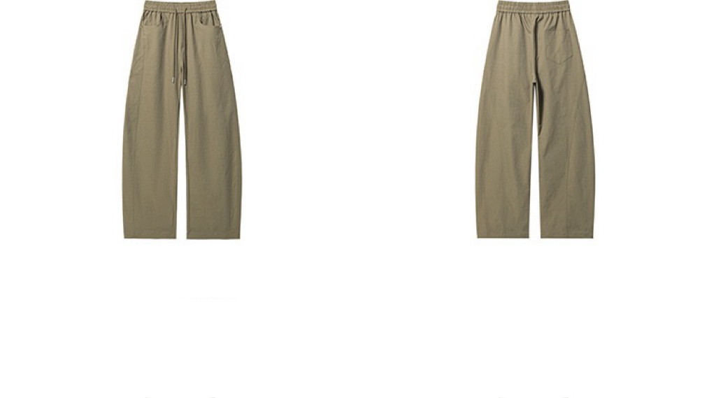 HT 日系復古彎刀褲 寬鬆直筒 鬆緊腰帶 休閒百搭｜多口袋