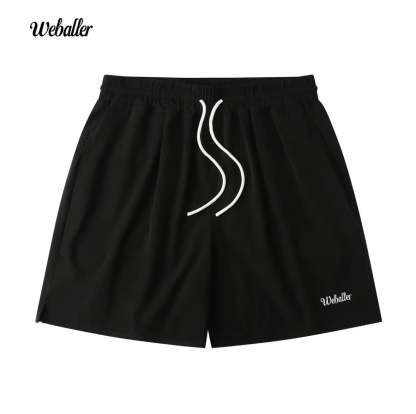 WEBALLER 美式運動短褲 速乾短褲 四分褲 抽繩鬆緊腰帶 寬鬆親膚