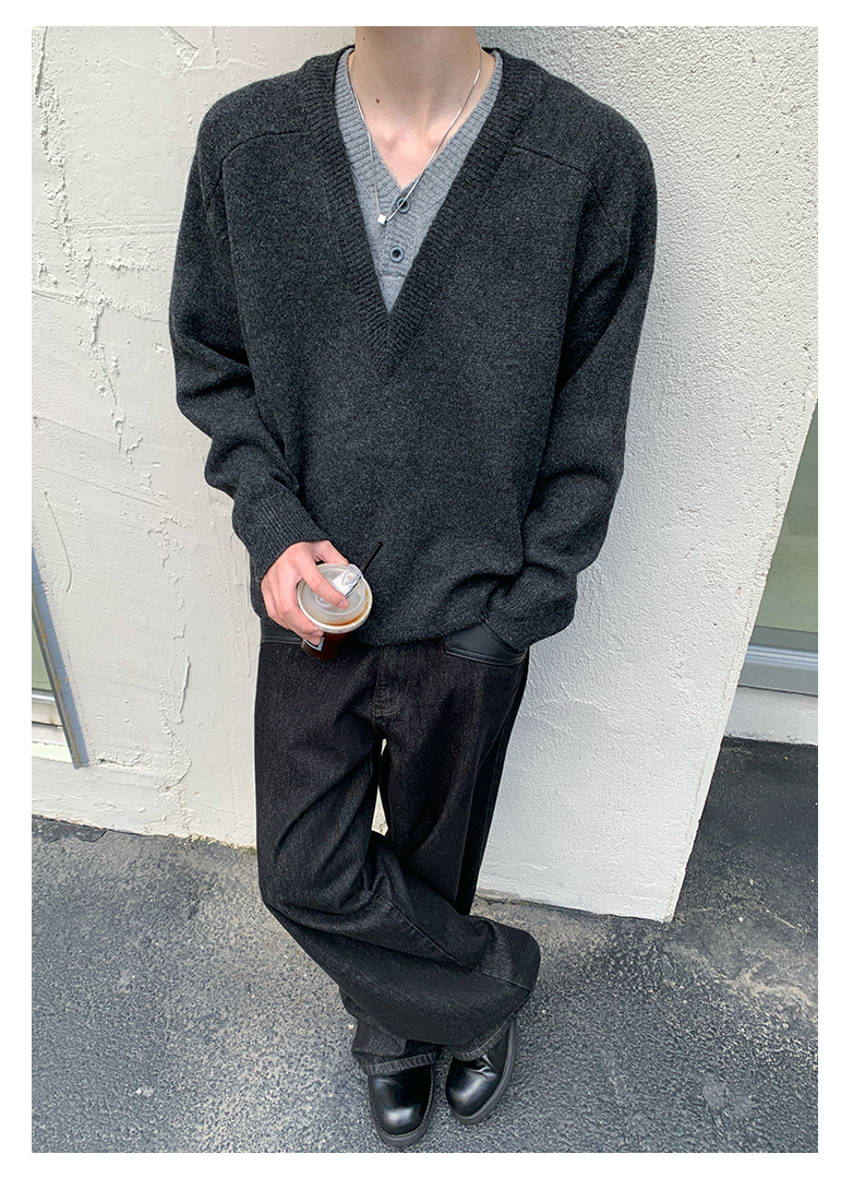 HT 美式復古慵懶風毛衣 假兩件設計｜寬鬆親膚 百搭有質感 重磅