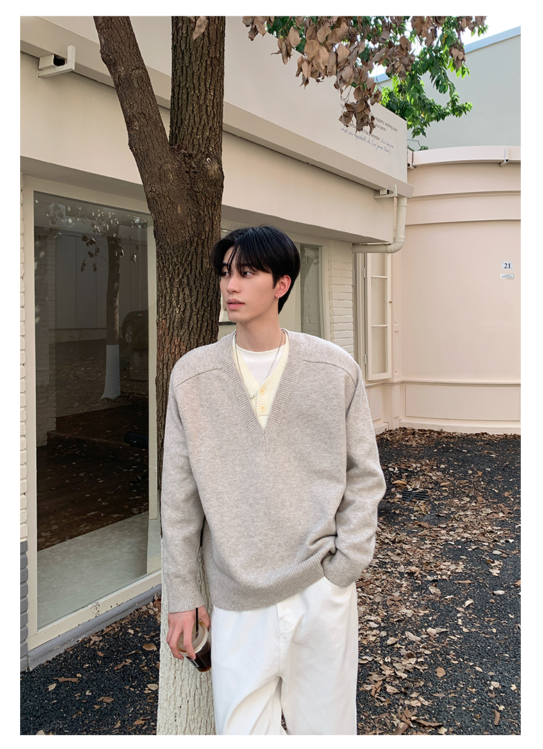 HT 美式復古慵懶風毛衣 假兩件設計｜寬鬆親膚 百搭有質感 重磅