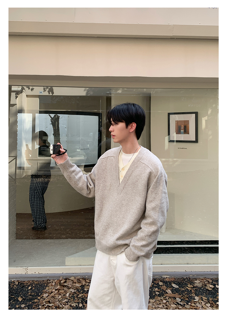 HT 美式復古慵懶風毛衣 假兩件設計｜寬鬆親膚 百搭有質感 重磅