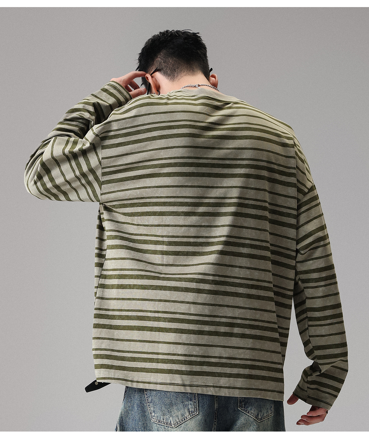 AT 美式復古條紋T恤 純棉垂順 巨親膚