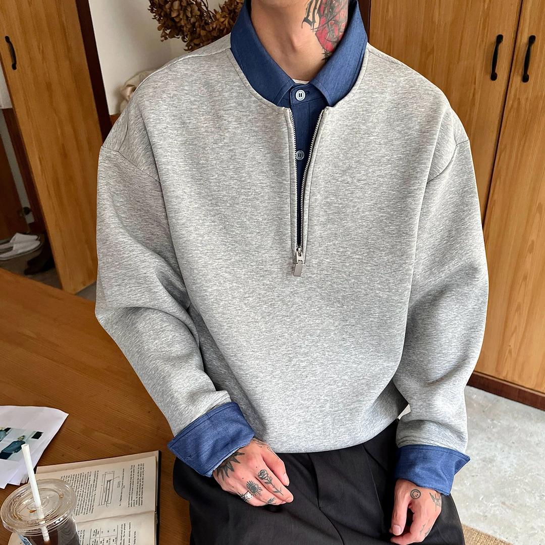 HT韓版 襯衫假兩件衛衣｜鬆緊腰西裝料長褲 垂順挺拔