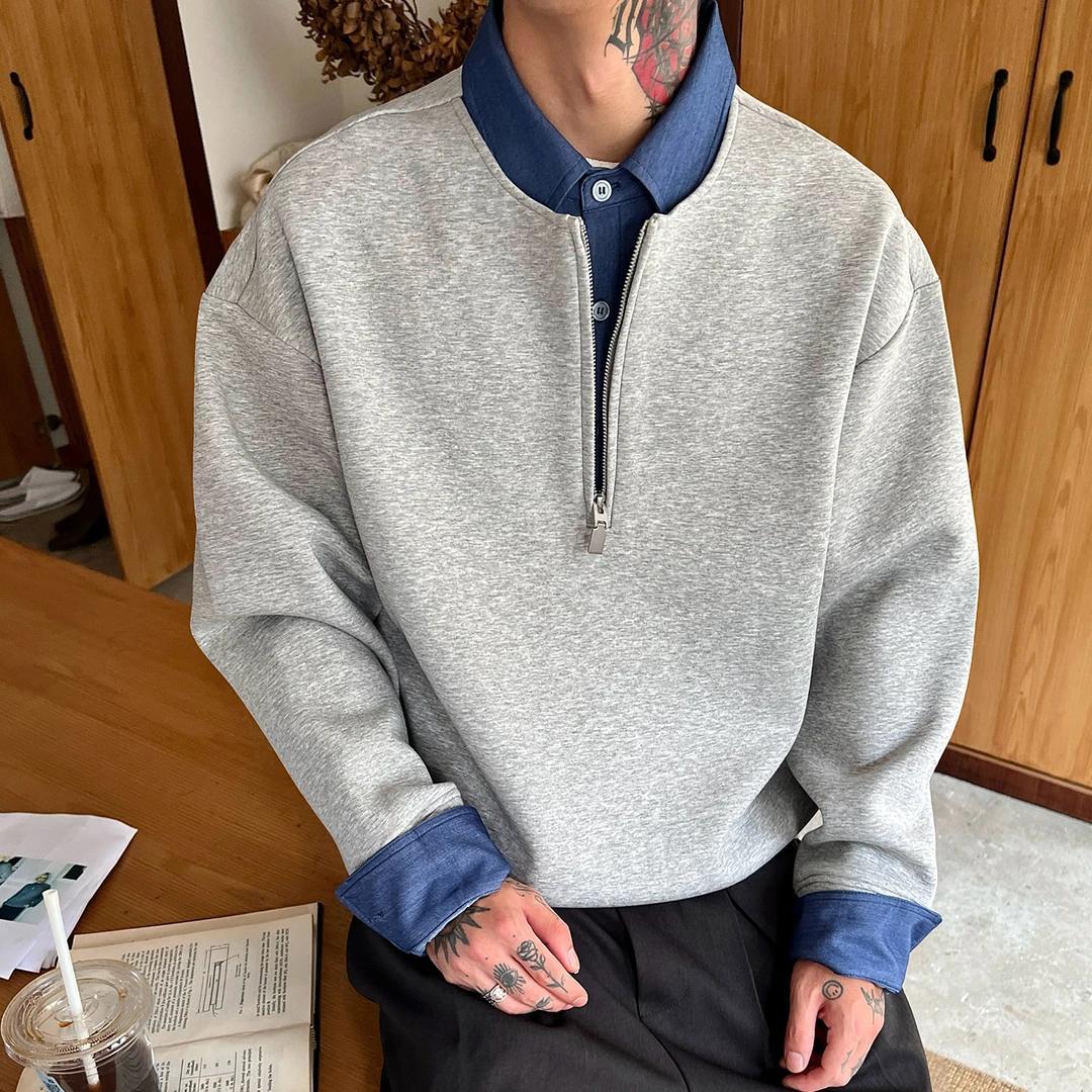 HT韓版 襯衫假兩件衛衣｜鬆緊腰西裝料長褲 垂順挺拔