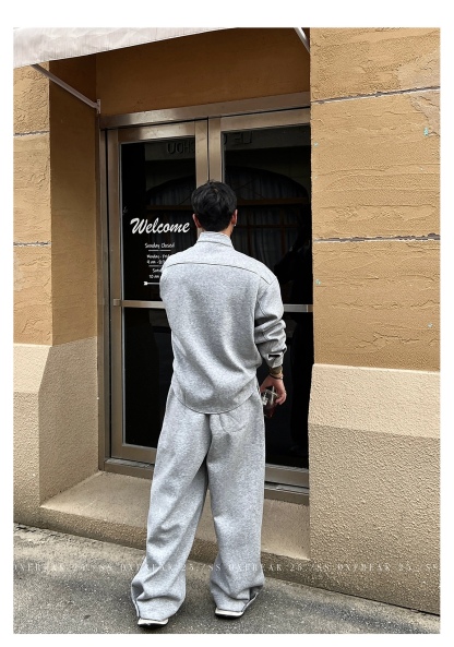 HT 秋冬款衛衣套裝｜假兩件立領上衣+鬆緊腰運動褲 寬鬆美式街頭風