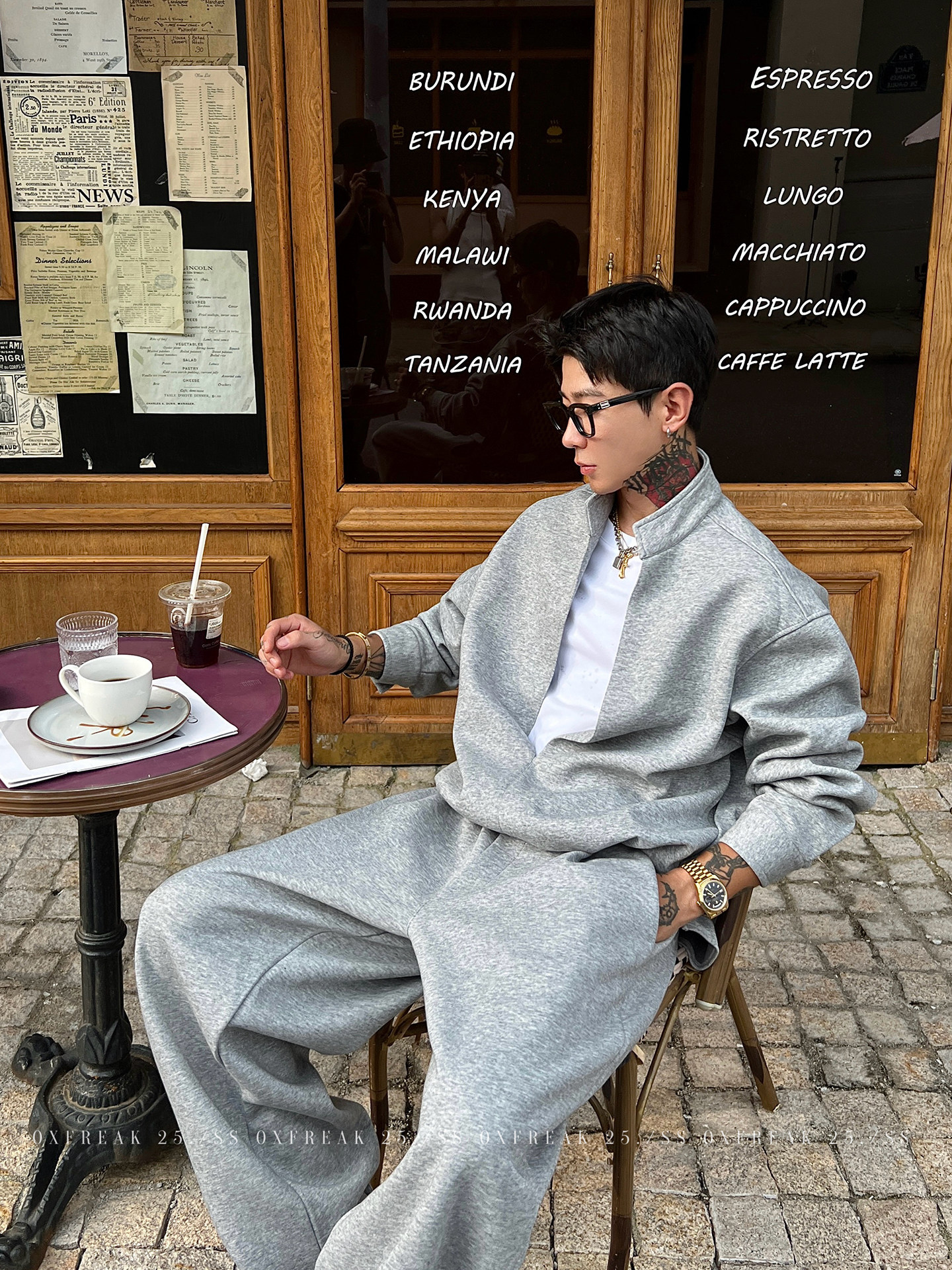 HT 秋冬款衛衣套裝｜假兩件立領上衣+鬆緊腰運動褲 寬鬆美式街頭風