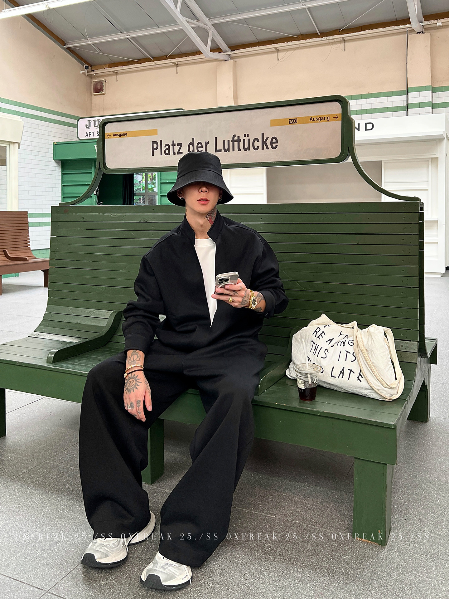 HT 秋冬款衛衣套裝｜假兩件立領上衣+鬆緊腰運動褲 寬鬆美式街頭風