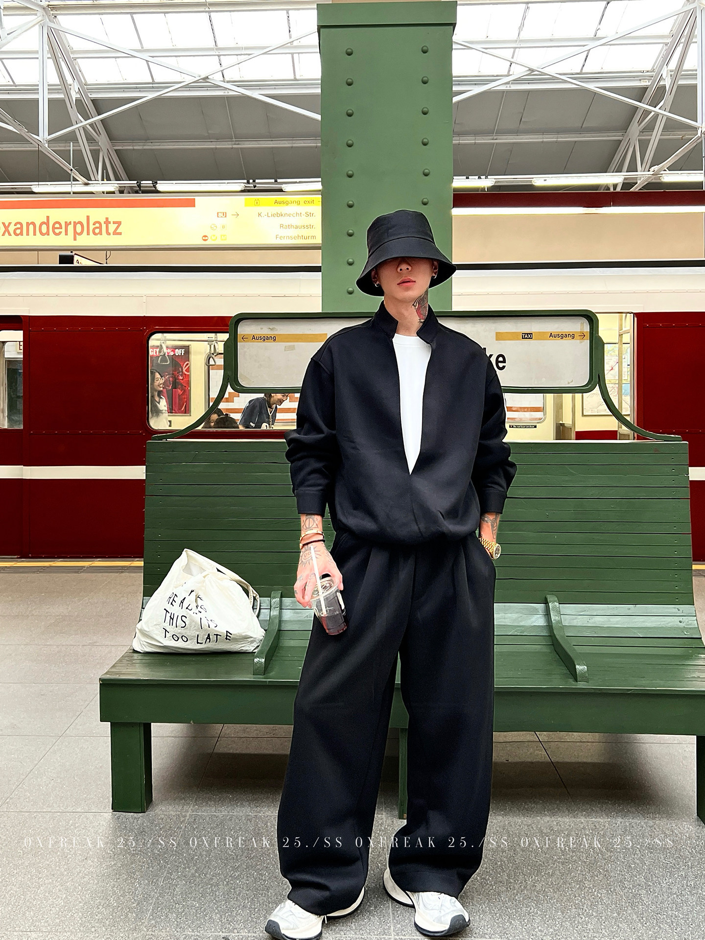 HT 秋冬款衛衣套裝｜假兩件立領上衣+鬆緊腰運動褲 寬鬆美式街頭風