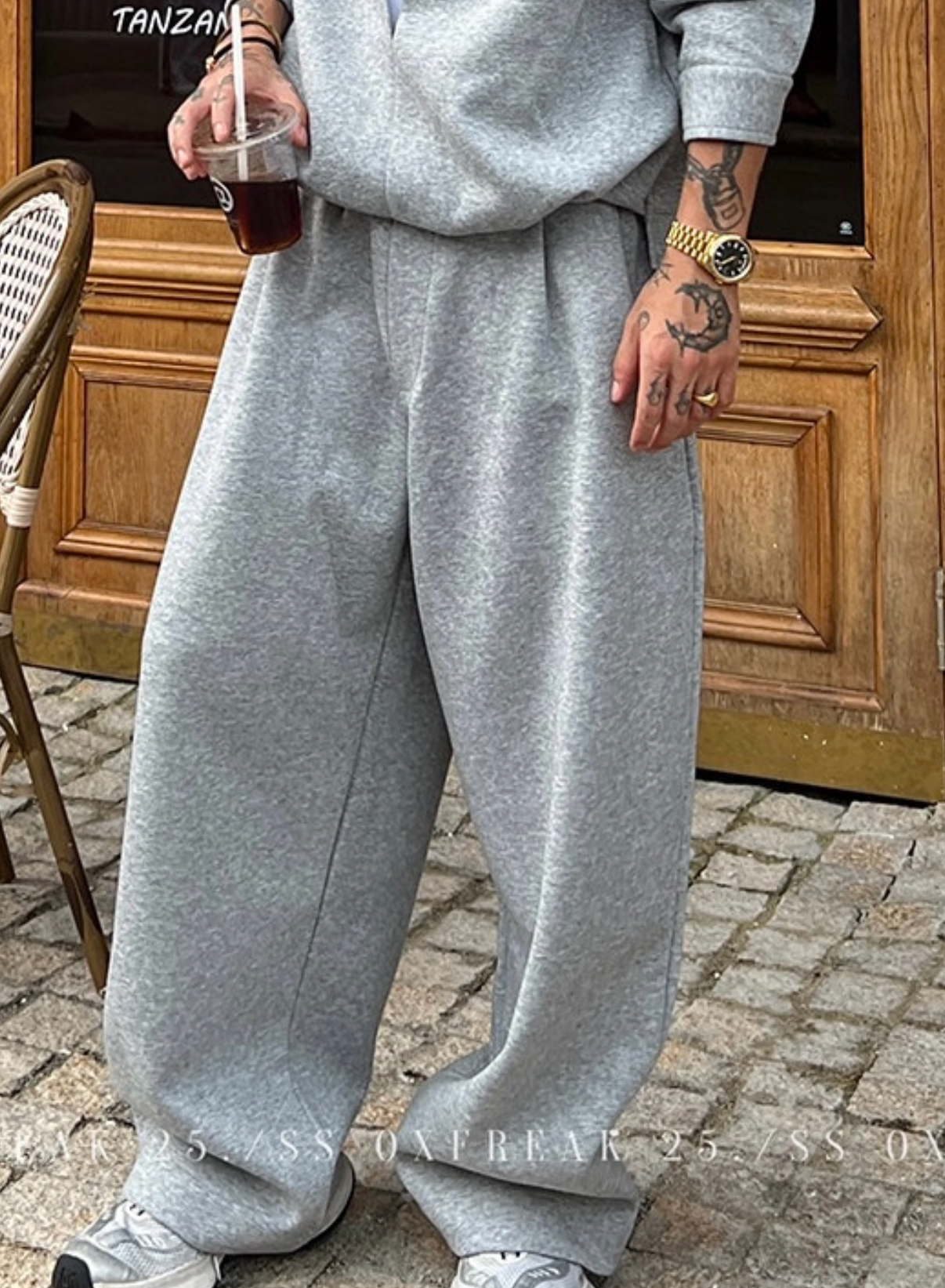 HT 秋冬款衛衣套裝｜假兩件立領上衣+鬆緊腰運動褲 寬鬆美式街頭風