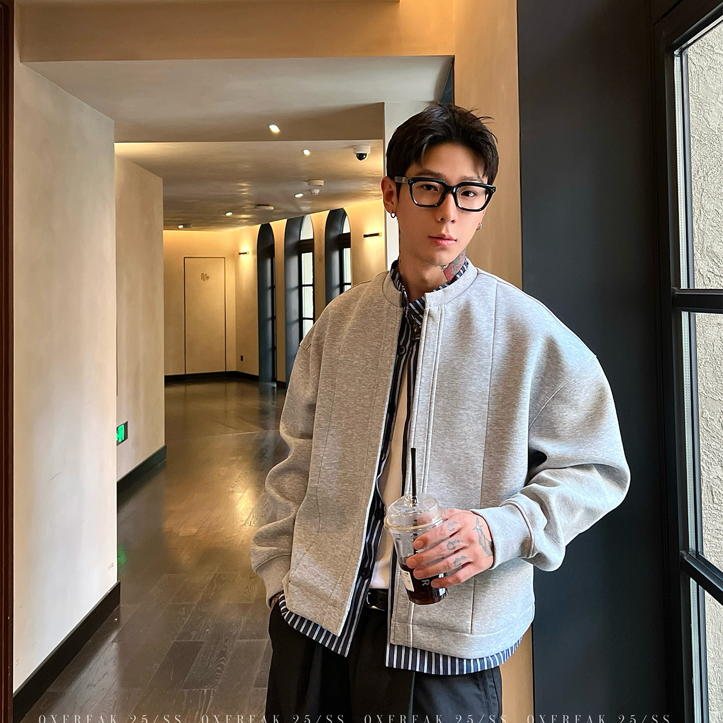 HT 秋冬假兩件飛行外套 外層衛衣內裡襯衫｜立領挺拔身姿