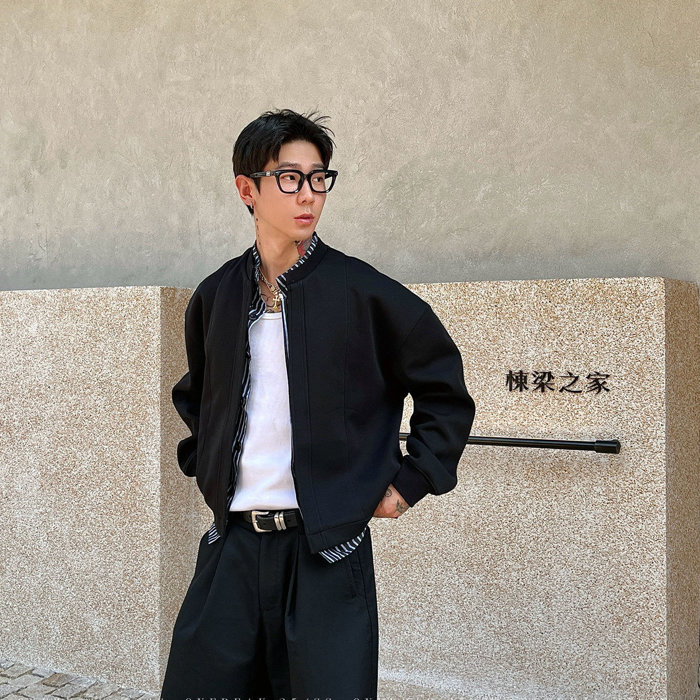 HT 秋冬假兩件飛行外套 外層衛衣內裡襯衫｜立領挺拔身姿