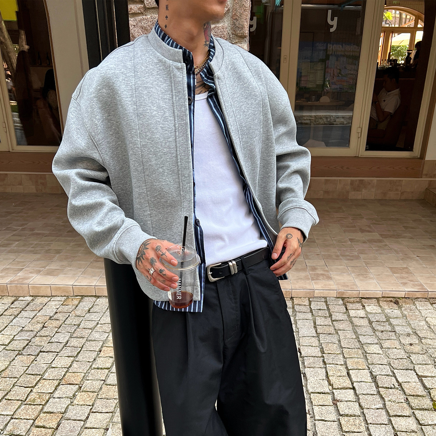 HT 秋冬假兩件飛行外套 外層衛衣內裡襯衫｜立領挺拔身姿