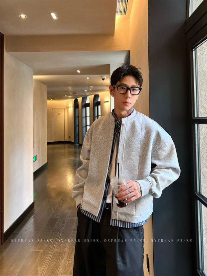 HT 秋冬假兩件飛行外套 外層衛衣內裡襯衫｜立領挺拔身姿