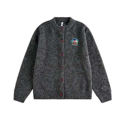 羊毛開衫毛衣  美式復古風 圓領設計 