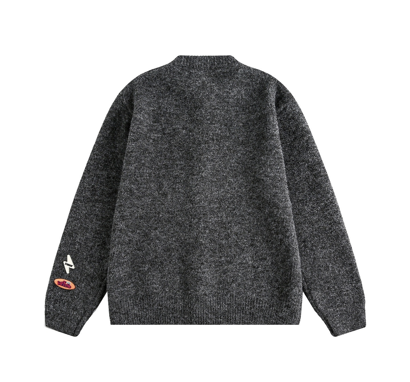 羊毛開衫毛衣  美式復古風 圓領設計 