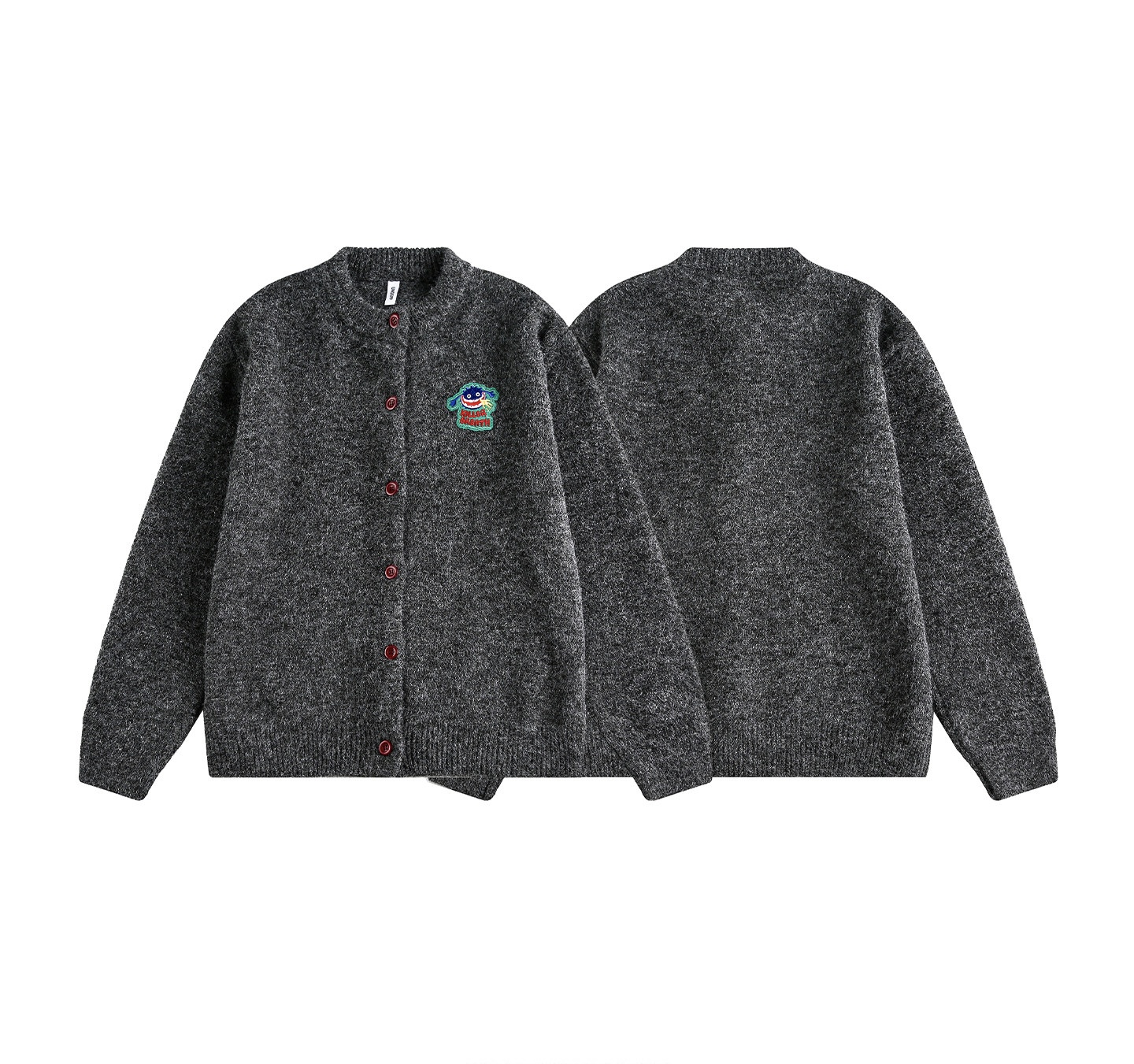 羊毛開衫毛衣  美式復古風 圓領設計 